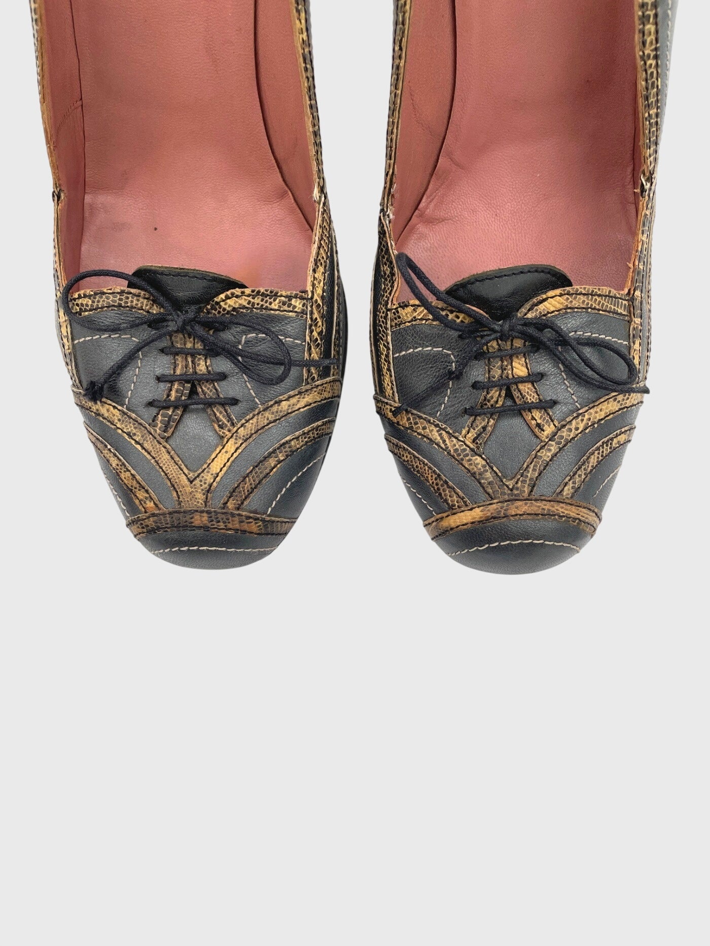 Alaïa Lace-Up Snakeskin Trim Pump EU 39 Mehrfarbig