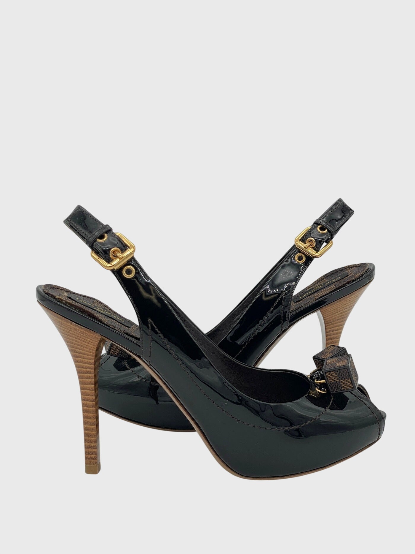 Louis Vuitton Damier Dice Peep Toe Slingback EU 38 Schwarz