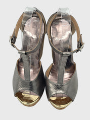 Jimmy Choo Pela Sandale mit Absatz EU 35 Metallic
