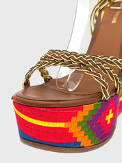 Roberto Cavalli Shoes Embroidered Wedge Sandale mit Absatz EU 39 Mehrfarbig