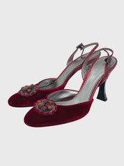 Armani Velvet Jewel Slingback EU 37 Rot
