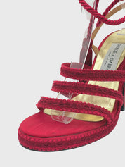 Dolce & Gabbana Passementerie Cord Sandale mit Absatz EU 36 Rot