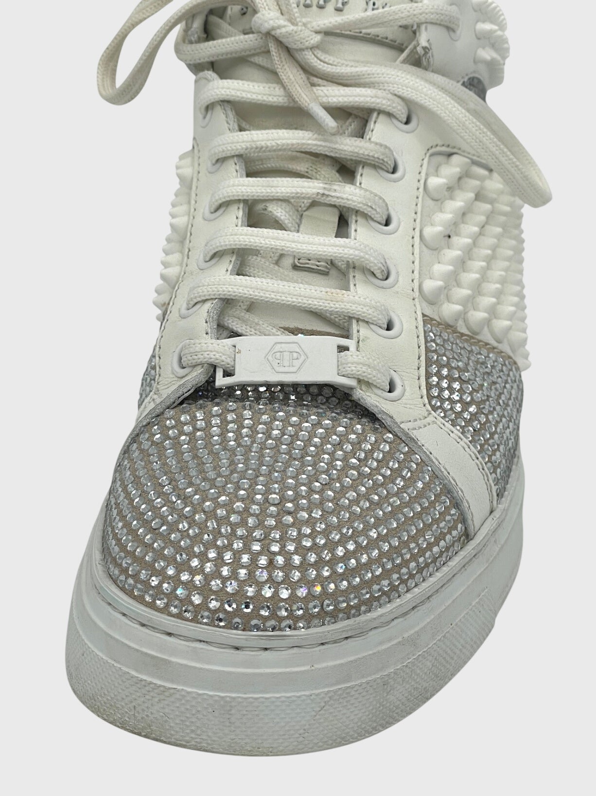 Philipp Plein Crystal Spikes High Top Sneaker EU 39 Weiß - Image 7