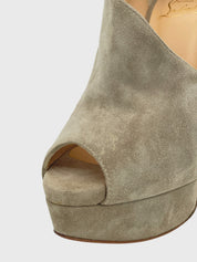Christian Louboutin Suede D'Orsay Peep-Toe Plateau Pump EU 36.5 Beige