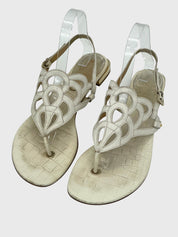 Gorgio Armani Croc-Effect Zehensteg Sandale EU 41 Weiß