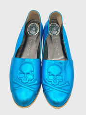 Philipp Plein Skull Espadrille Loafer EU 40 Blau