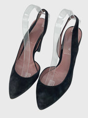 Miu Miu Suede Pointed-Toe Slingback EU 36.5 Schwarz