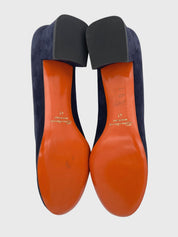 Santoni Suede Block-Heel  Klassischer Pump EU 41 Blau