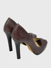 Jimmy Choo  Python Leather Peep-Toe Plateau Pump EU 36.5 Braun