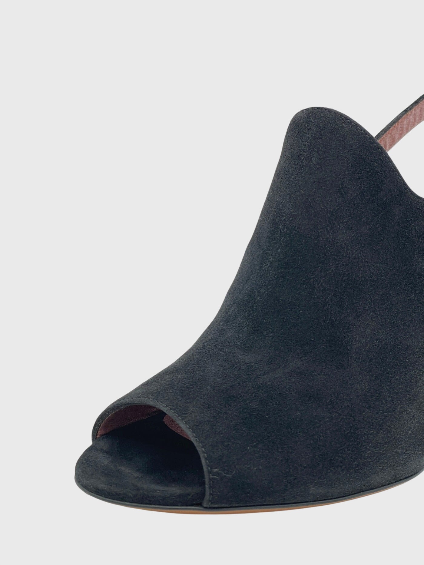 Bally Suede Peep-Toe Slingback EU 39.5 Schwarz