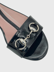 Gucci Horsebit T-Strap Flache Sandale EU 36 Schwarz