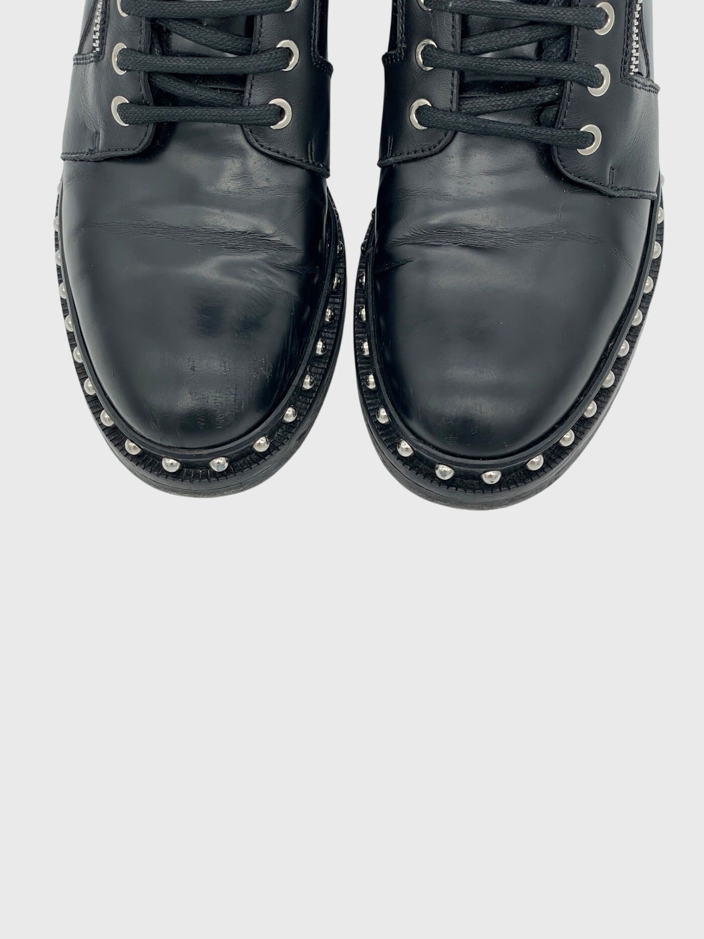 Balmain „Eva“ Studded Biker Combat Stiefel EU 37.5 Schwarz