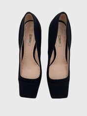 Miu Miu Square Toe Canvas Pump EU 39.5 Schwarz