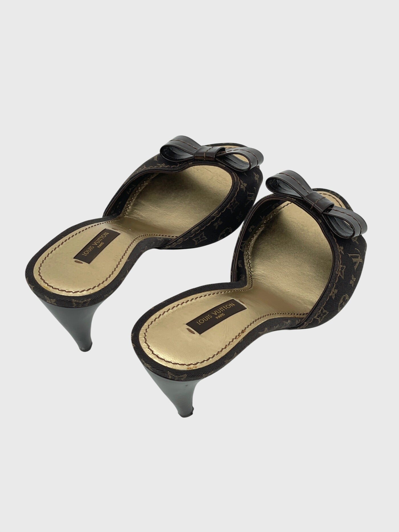 Louis Vuitton Monogram Mini Lin Mule Pump EU 38.5 Braun