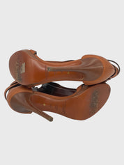 Ralph Lauren Collection T-Strap Vachetta Sandale mit Absatz EU 38.5 Braun - Image 8