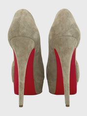 Christian Louboutin Suede D'Orsay Peep-Toe Plateau Pump EU 36.5 Beige