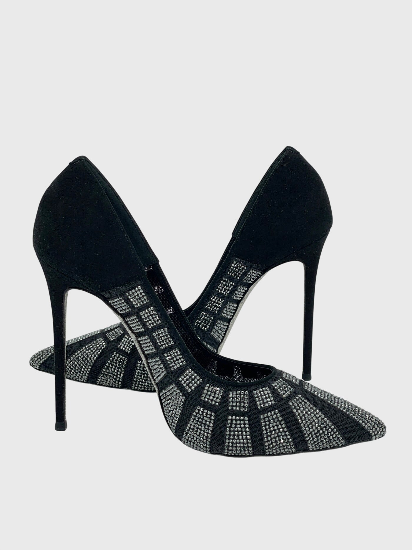 Rene Caovilla Crystal-Embellished Mesh Pump EU 38.5 Schwarz