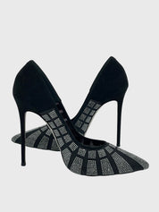Rene Caovilla Crystal-Embellished Mesh Pump EU 38.5 Schwarz