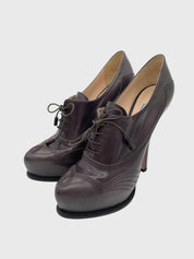 Prada Patent Leather Lace-Up Plateau Pump EU 40 Braun
