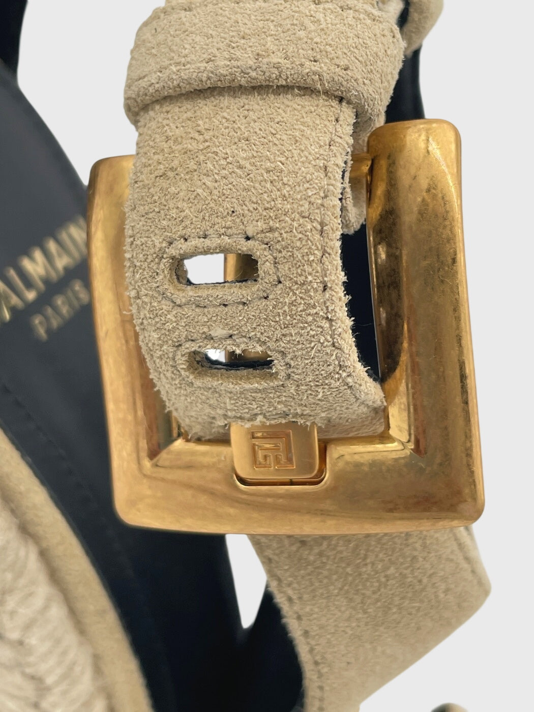 Balmain Anthem Wedge Sandale mit Absatz EU 37 Beige - Image 9