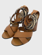 Gucci Candy Python  Sandale mit Absatz EU 38.5 Braun