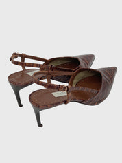 Max Mara Croc-Effect Slingback EU 39 Braun