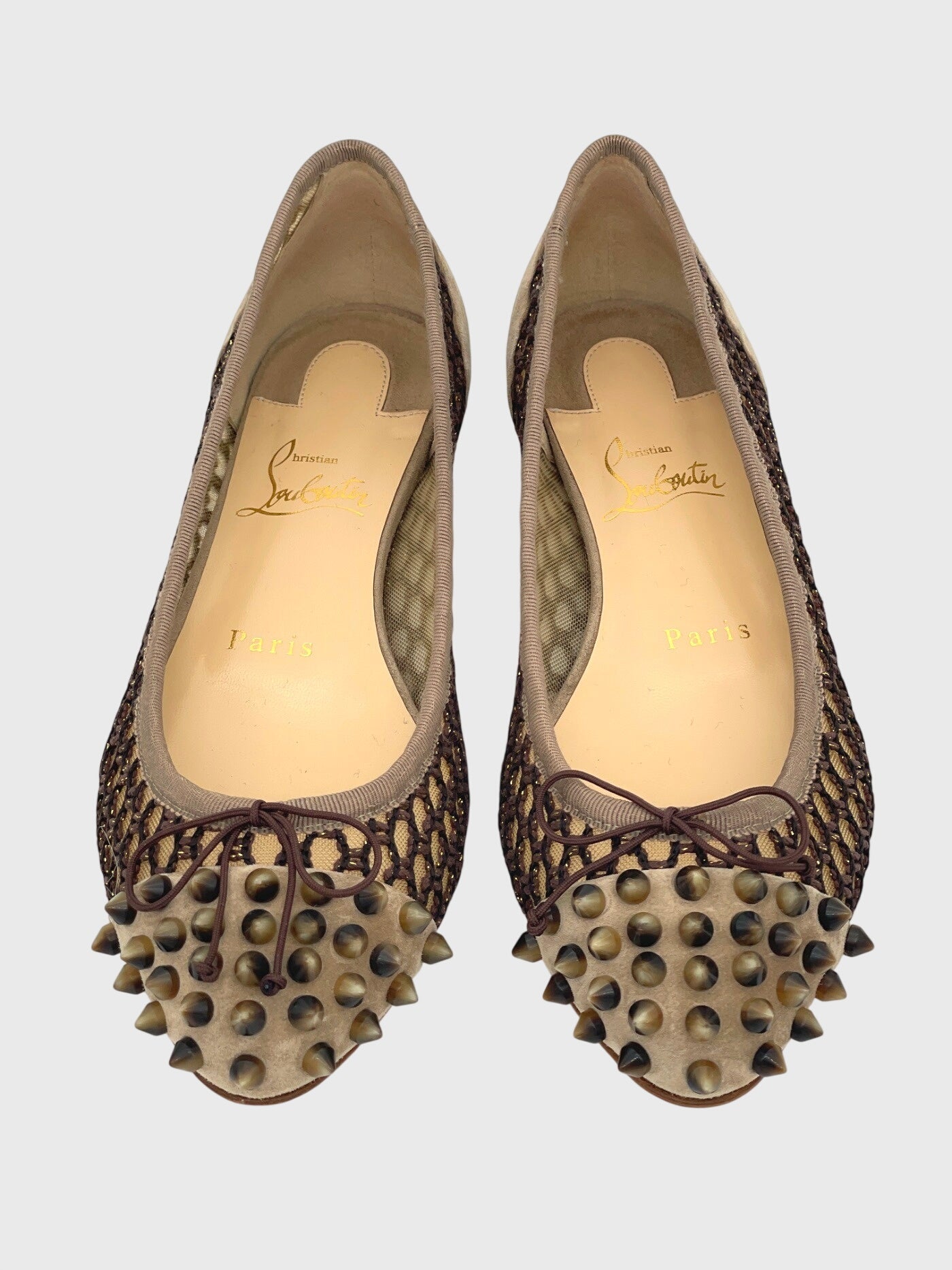 Christian Louboutin Follies Spikes Ballerina EU 36 Beige