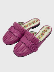 Gucci GG Marmont Fringed Flat  Mule EU 35.5 Pink