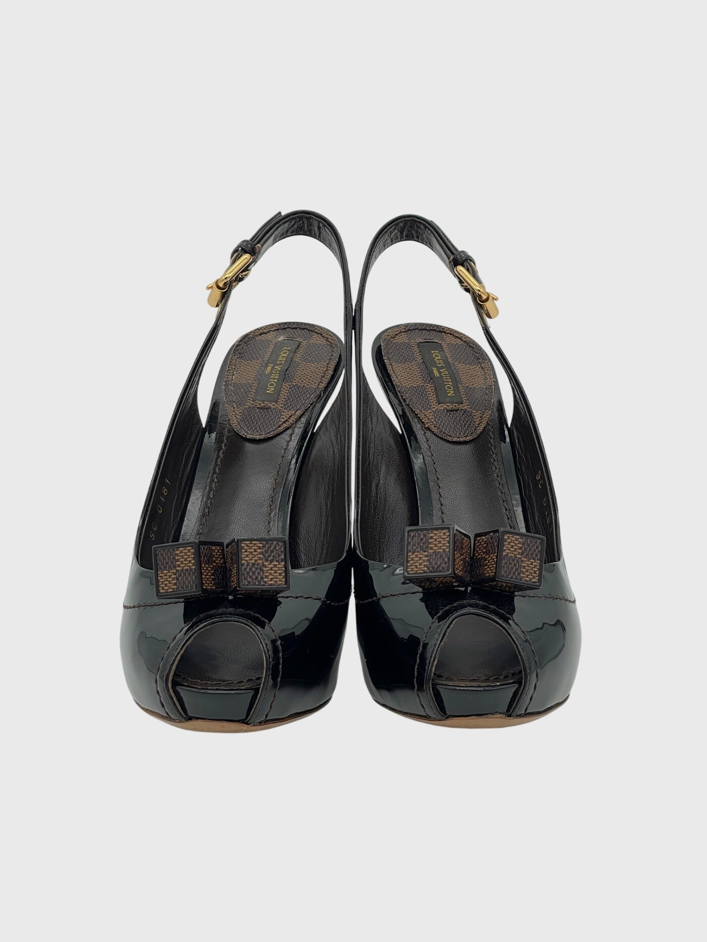 Louis Vuitton Damier Dice Peep Toe Slingback EU 38 Schwarz