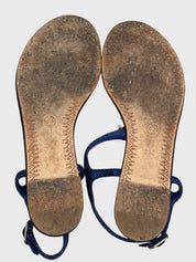 Chanel CC Logo Thong Zehensteg Sandale EU 38 Blau - Image 8