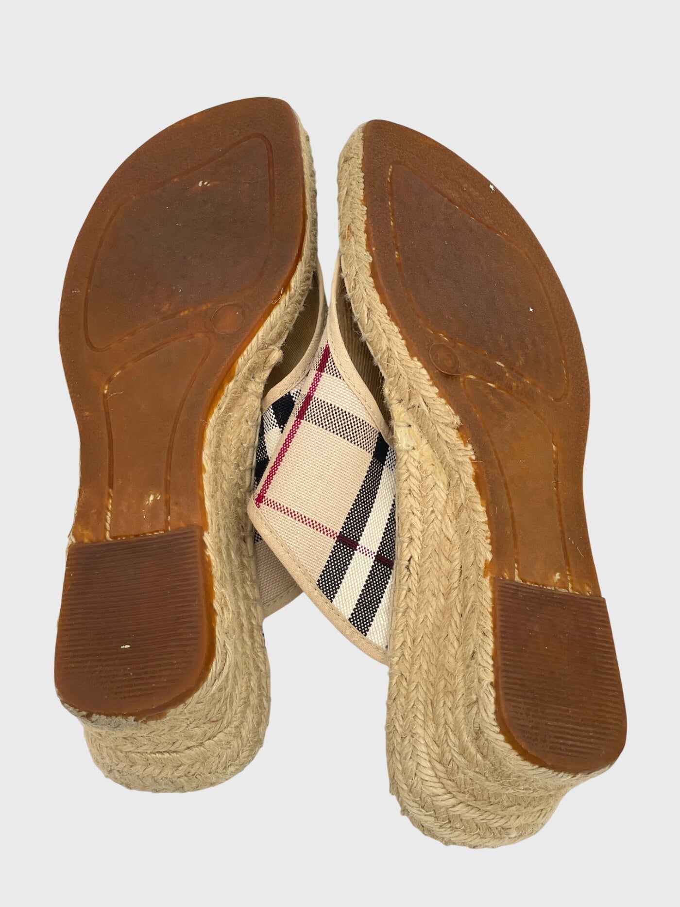 Burberry Vintage Check Espadrille Wedge Zehensteg Sandale EU 40 Beige - Image 8