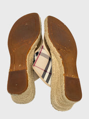 Burberry Vintage Check Espadrille Wedge Zehensteg Sandale EU 40 Beige - Image 8