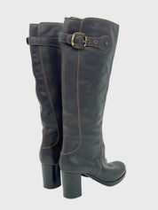 Emporio Armani Buckle Detail Grained Stiefel EU 38 Braun