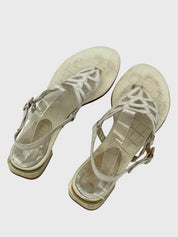 Gorgio Armani Croc-Effect Zehensteg Sandale EU 41 Weiß