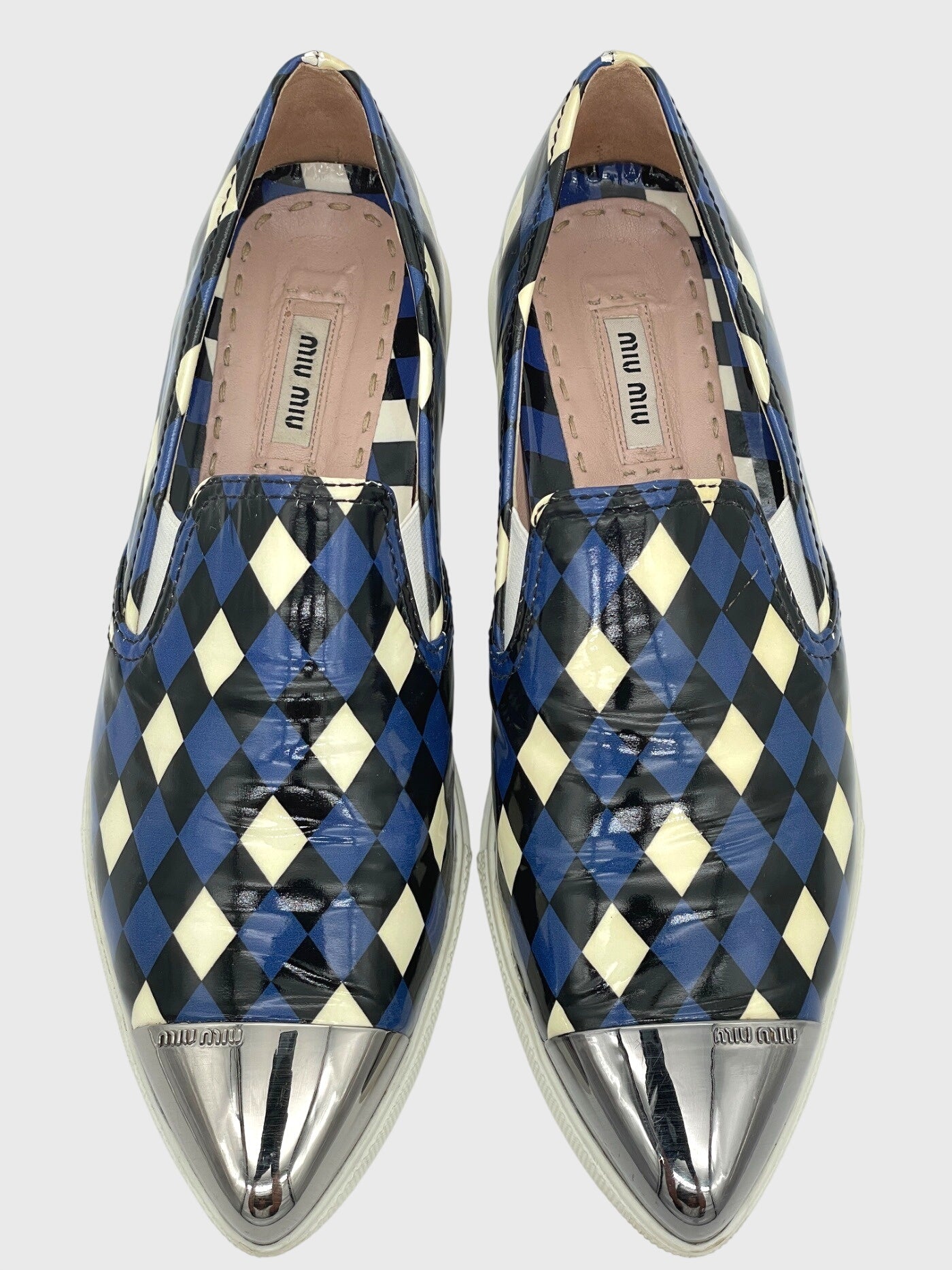 Miu Miu Metal Toe Harlequin Slip-On Sneaker EU 38 Mehrfarbig