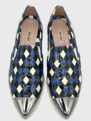 Miu Miu Metal Toe Harlequin Slip-On Sneaker EU 38 Mehrfarbig