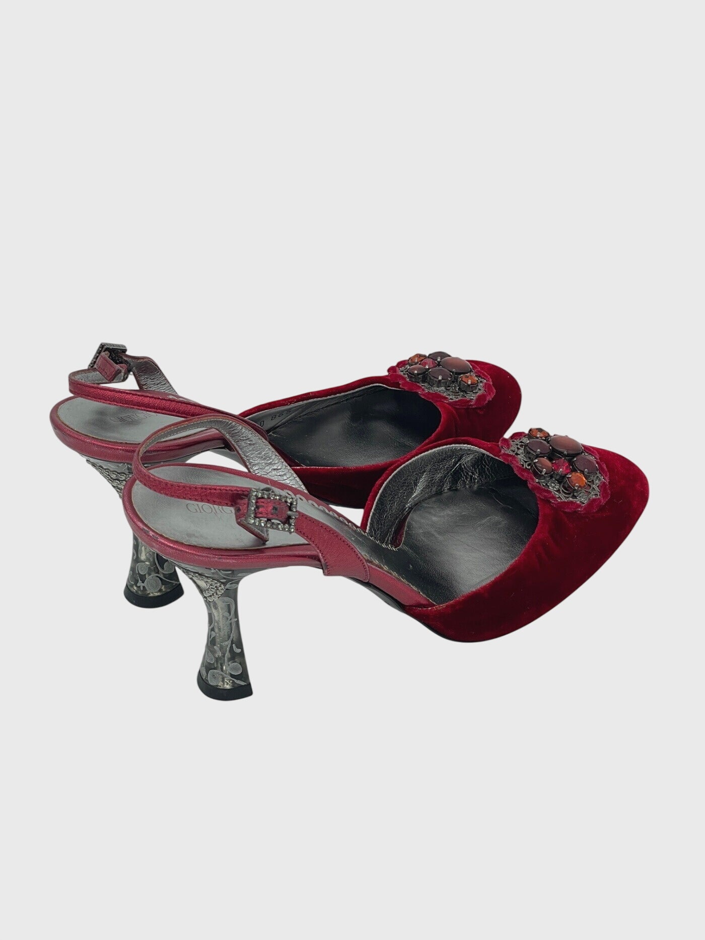 Armani Velvet Jewel Slingback EU 37 Rot