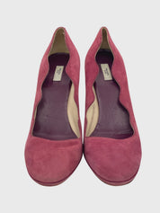 Prada Scalloped Suede Plateau Pump EU 41 Pink