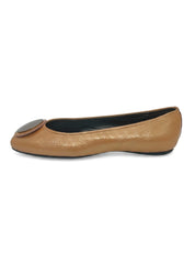 Hogan Silver Button Ballerina EU 36.5 Beige