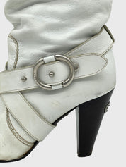 Bally Slouch Buckle Stiefel EU 38.5 Weiß