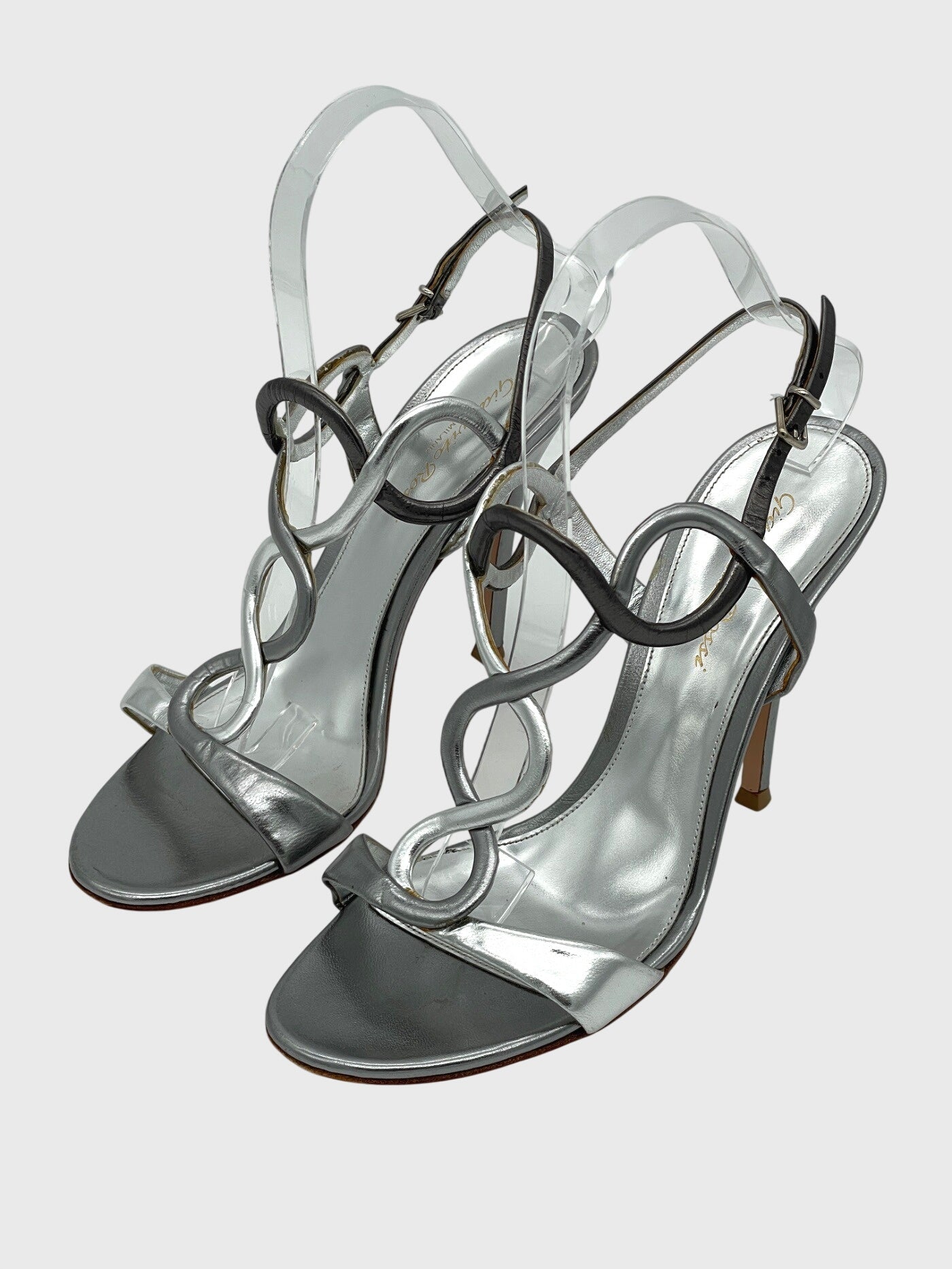 Gianvito Rossi Cher T-Strap Sandale mit Absatz EU 38 Metallic