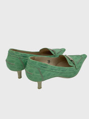 Sergio Rossi Croc-Effect Kitten Heel EU 37 Grün