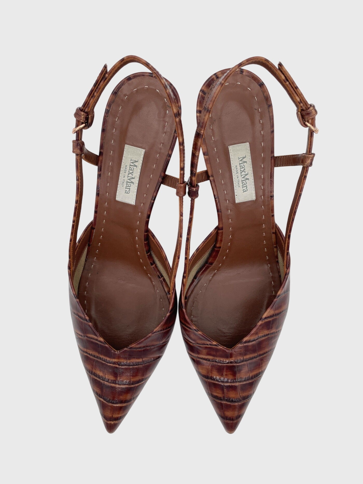 Max Mara Croc-Effect Slingback EU 39 Braun