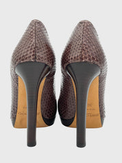 Jimmy Choo  Python Leather Peep-Toe Plateau Pump EU 36.5 Braun