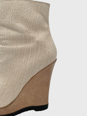 Patrizia Pepe Croc-Effect Wedge Ankle Boot EU 36.5 Beige