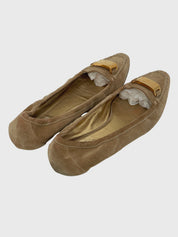 Prada Suede Buckle Ballerina EU 39 Beige