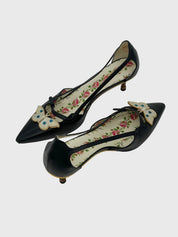 Gucci Butterfly Bamboo Kitten Heel EU 37.5 Schwarz