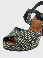 Chie Mihara Dotted Leather Platform Sandale mit Absatz EU 39 Schwarz