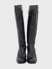 Emporio Armani Buckle Detail Grained Stiefel EU 38 Braun