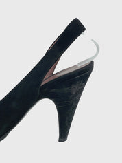 Miu Miu Suede Pointed-Toe Slingback EU 36.5 Schwarz